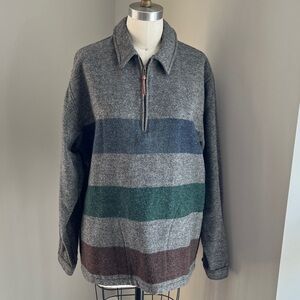 JCREW Vintage Wool Grey Striped jacket top sweater pullover Small RARE Oarsman S